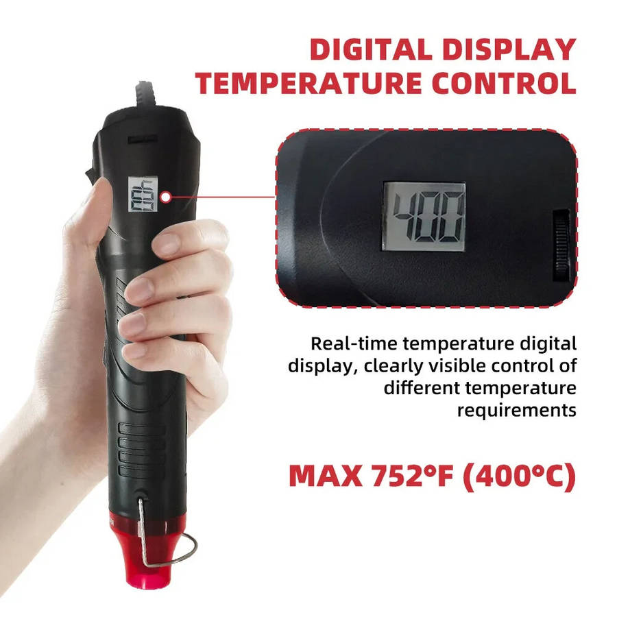 EU Plug - 220V Hot Air Gun Electric Power Temperature Blower 250W with Display DIY Craft Embossing S