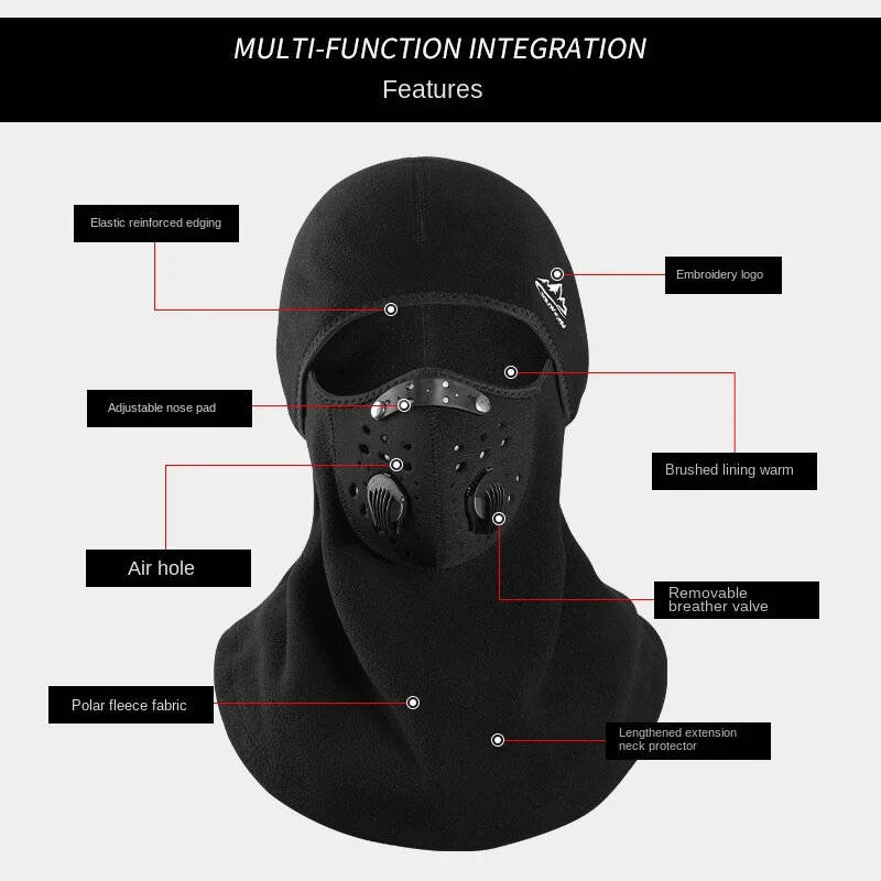Golovejoy Winter Warm Cycling Helmet Hi-tech Breathable Fabric Soft Windproof Face Mask for Riding H