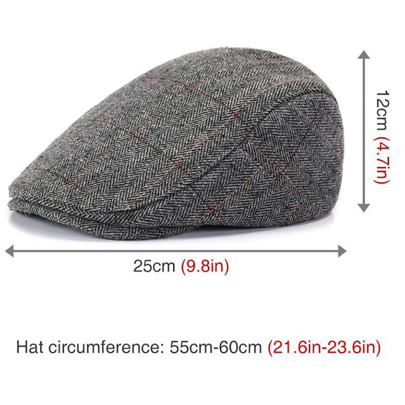 Grey - Collrown Men Beret Cap Adjustable Cotton Flat Cap Retro Duck Tongue Cap Warm Forward Cap Driv