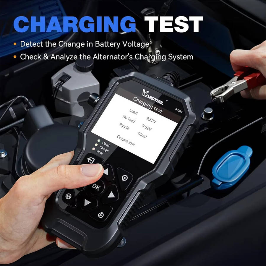 Black - VDIAGTOOL BT300 6V 12V Car Battery Tester Automotive Charging Cranking System Tester for Mot