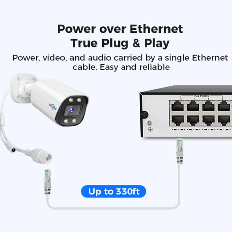 Hiseeu HB488-P 8MP 4K PoE IP Security Camera CCTV Video Surveillance Cam HD Color Night Vision Two-W