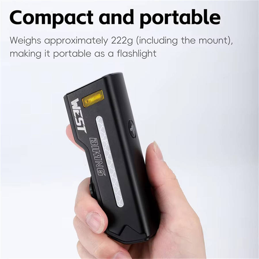 Black - WEST BIKING 1000 Lumen High Brightness Bike Headlight 5000mAh Anti-glare Quick-release Bicyc