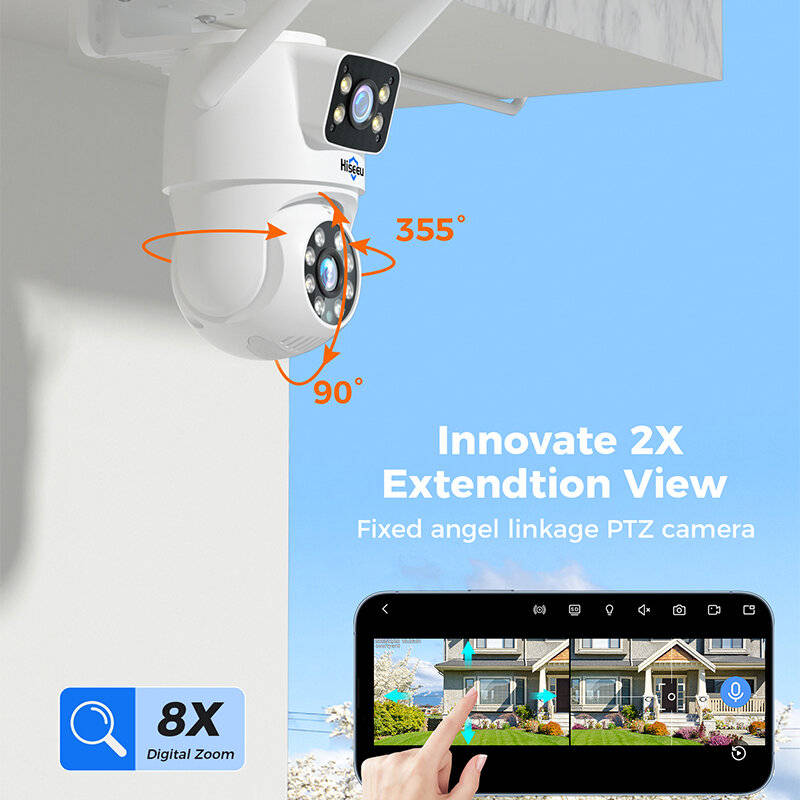 Hiseeu WS03 3MP+3MP 8X Digital Zoom Wifi Surveillance Camera Dual Lens Color Night Vision Human Dete