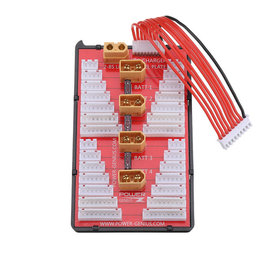 2 IN 1 PG Parallel Charging Board XT60 Plug Supports 4 Packs 2-8S Lipo Battery For RC Models Multico