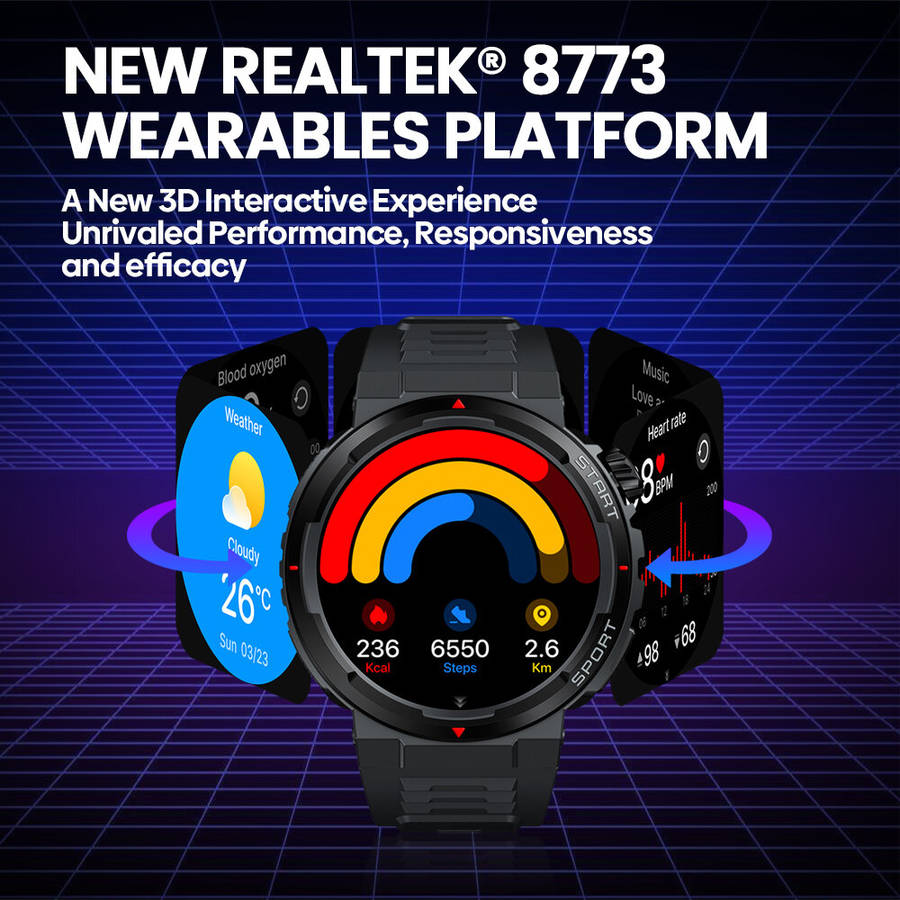 Red - [2024 World Premiere]Zeblaze Ares 3 Plus 1.43 inch AMOLED Stainless Steel Navigation Crown IP6
