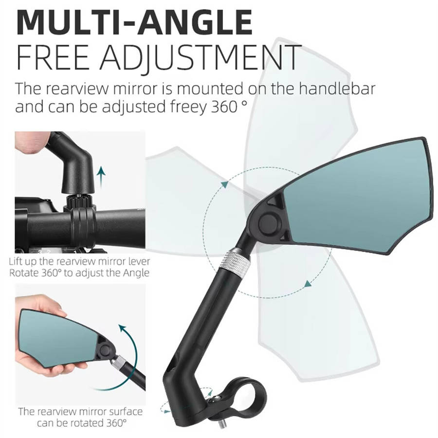 left mirror - WEST BIKING HD Anti-Glare Bike Rearview Mirror 360 Rotation Adjustable Retractable Ref