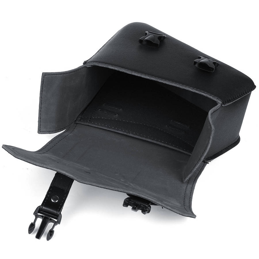 Left - Motorcycle Saddlebags 3 Quick Release Buckle Black PU Leather Waterproof Universal