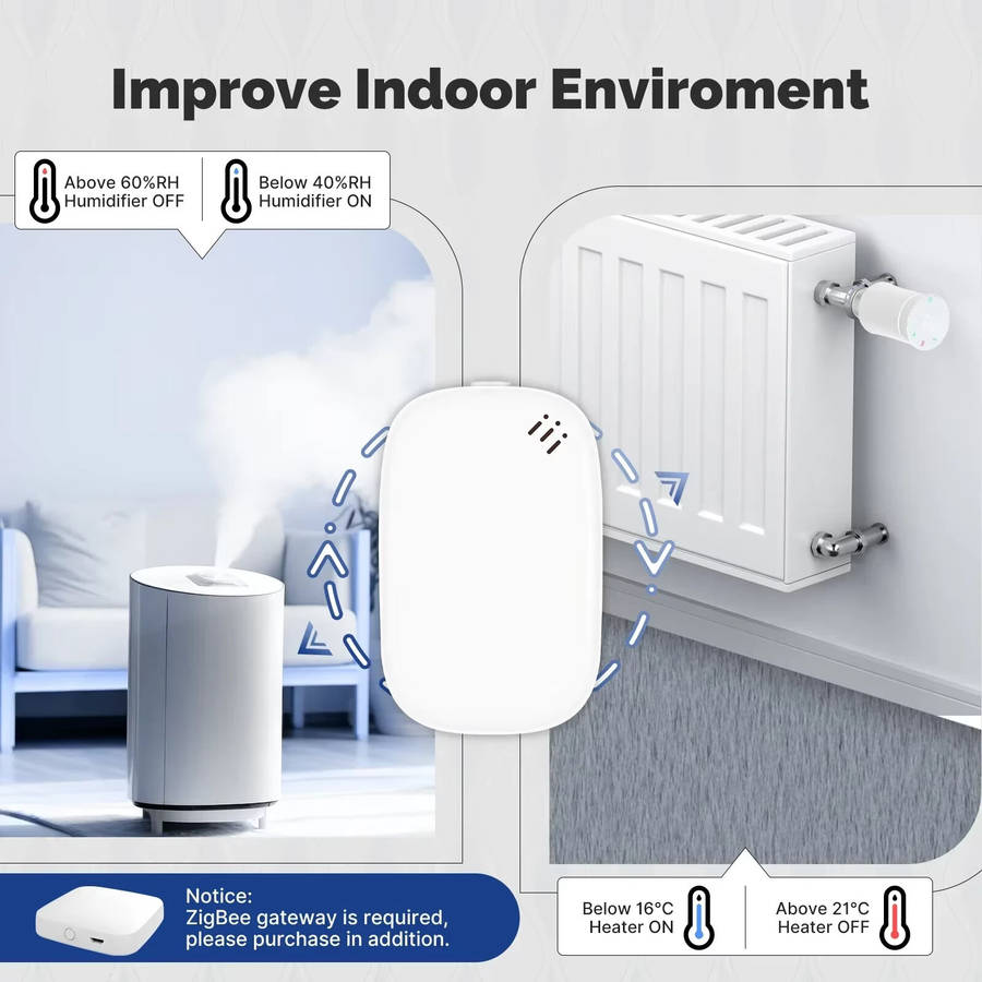 Black - MOES Tuya Zigbe Smart Temperature Humidity Sensor Indoor Hygrometer APP Monitoring Battery P