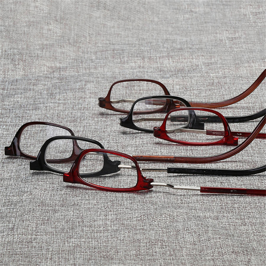 +150 - 2pcs Magnetic Neck Mounted Lightweight Reading Glasses Adjustable Temples Anti-Fall Anti-drop