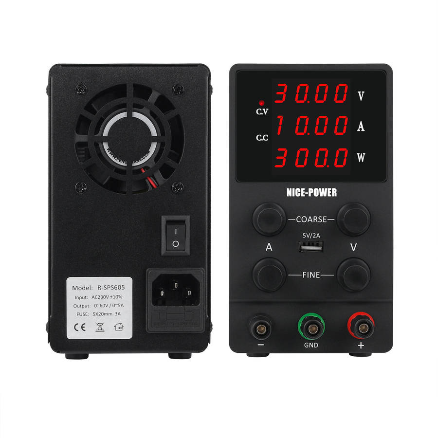 AU Plug - NICE-POWER SPS3010 Digital Power Supply 0-30V 0-10A Four-Digit Display USB 5V2A Adjustable
