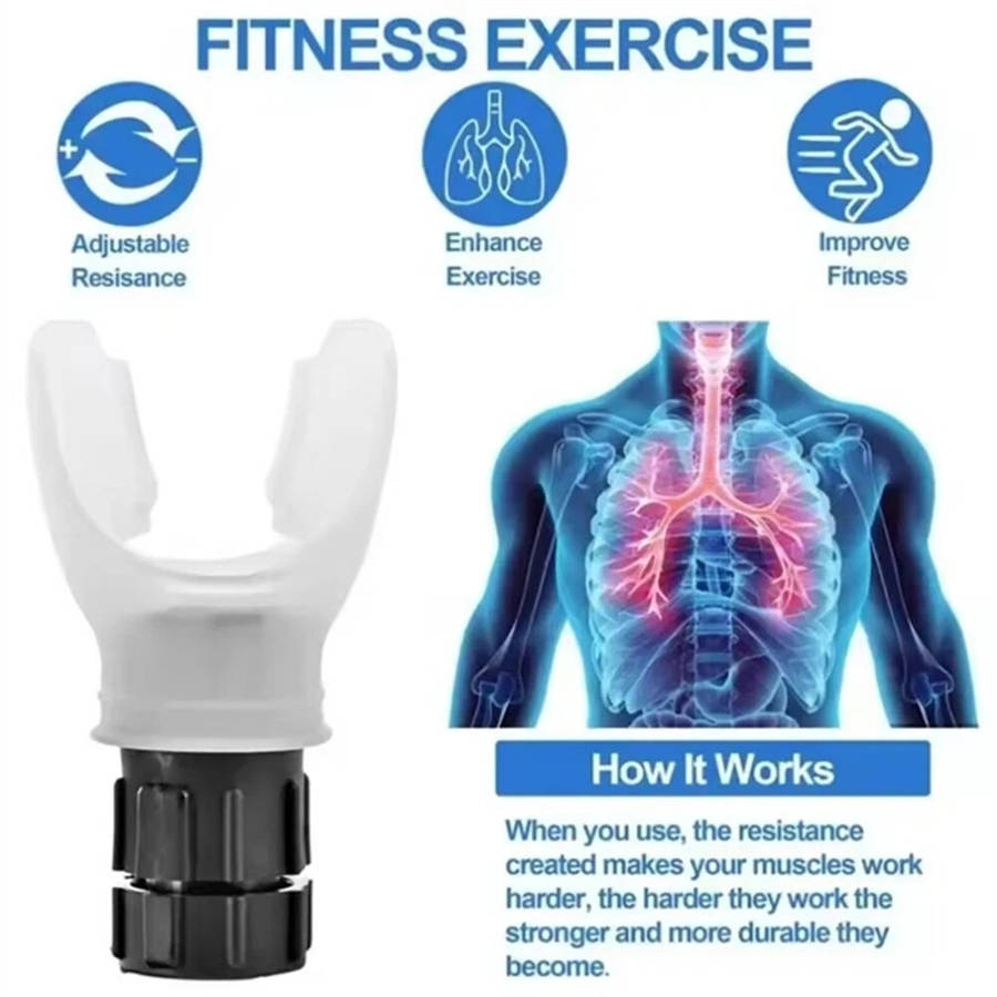 Blue - KALOAD 1PCS Portable Mouthpiece Silicone Breathing Trainer for Lung Capacity Oral Muscular Fi