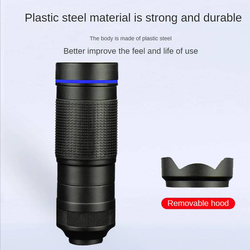 Blue - 36X Phone Camera Telephoto Lens 4 In 1 Clip-on Telecope Zoom Macro Fisheye with Tripod Eyemas