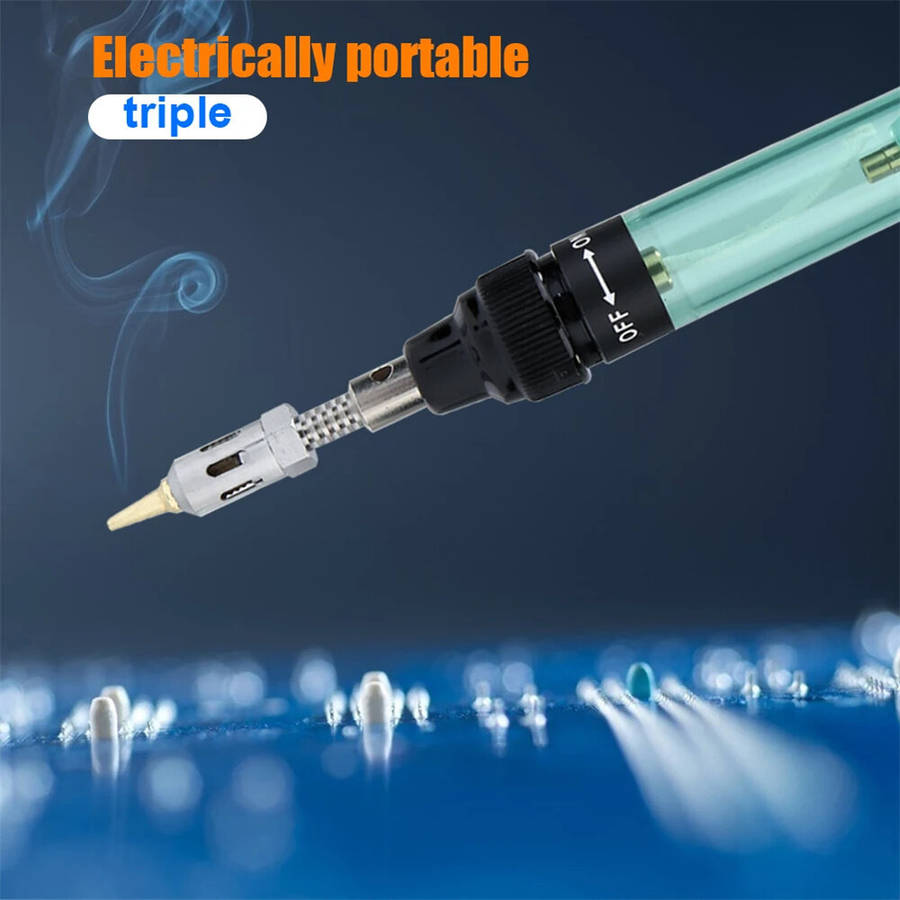 Green - 14-in-1 Wireless Butane Soldering Kit Adjustable 1300 Flame 450 Soldering Temperature 35-45