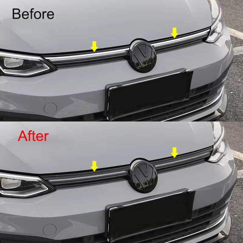 Black - Car Front Bumper Grille Trim Grill Decoration Strip ABS Plastic Covers for VW Golf 8 MK8 202