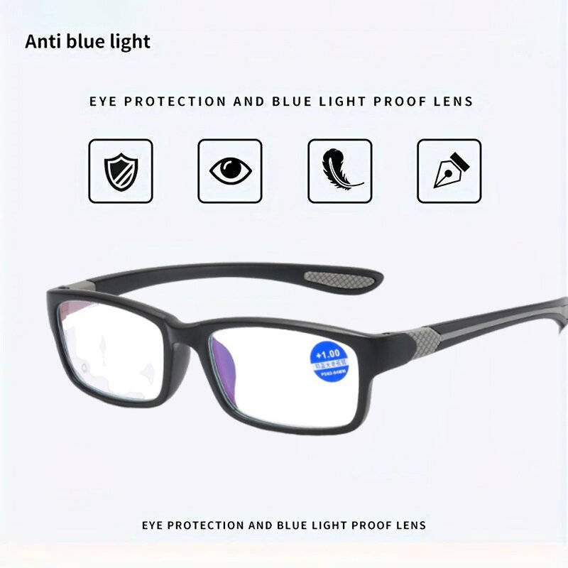 Black Grey - Ultralight Sports Reading Glasses Anti-blue Light Eyewear Glasses TR90 Frame Presbyopia