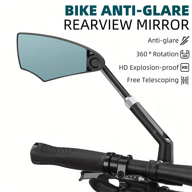 left mirror - WEST BIKING HD Anti-Glare Bike Rearview Mirror 360 Rotation Adjustable Retractable Ref