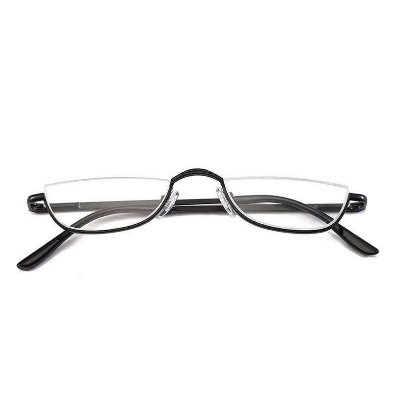 +200 - HD Half Moon Reading Glasses Metal Frame Lightweight Eyeglasses for Unisex Vision Care +1.5~+