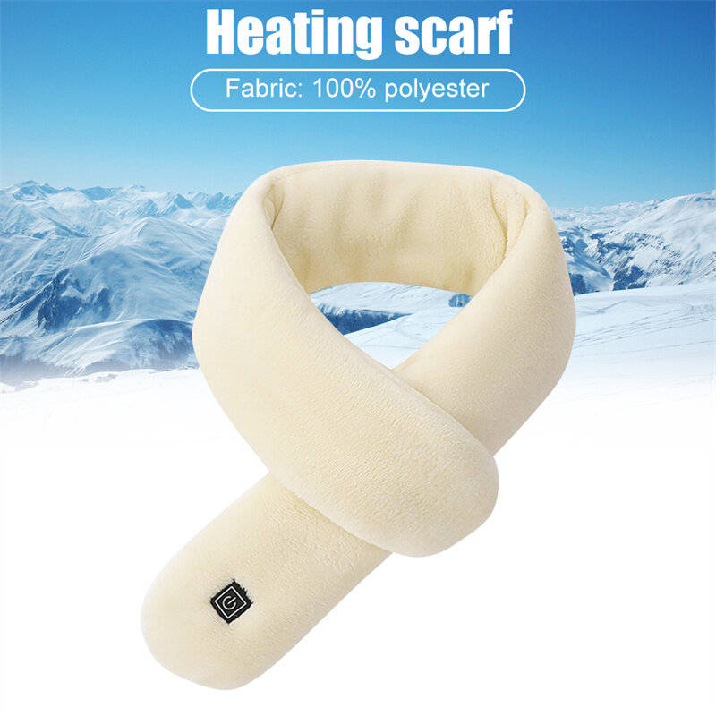 Khaki - TENGOO 3 Gears Electric Heating Scarf for Men's and Women's Adjustable USB Rechargeable Wint