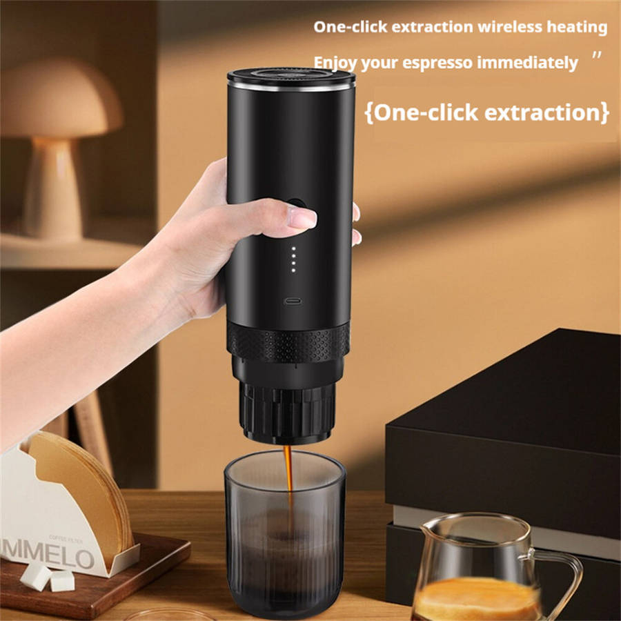 Black - Comfook Portable Espresso Maker 20Bar Pressure 7500mAh Battery Compatible with NS Pods & Gro