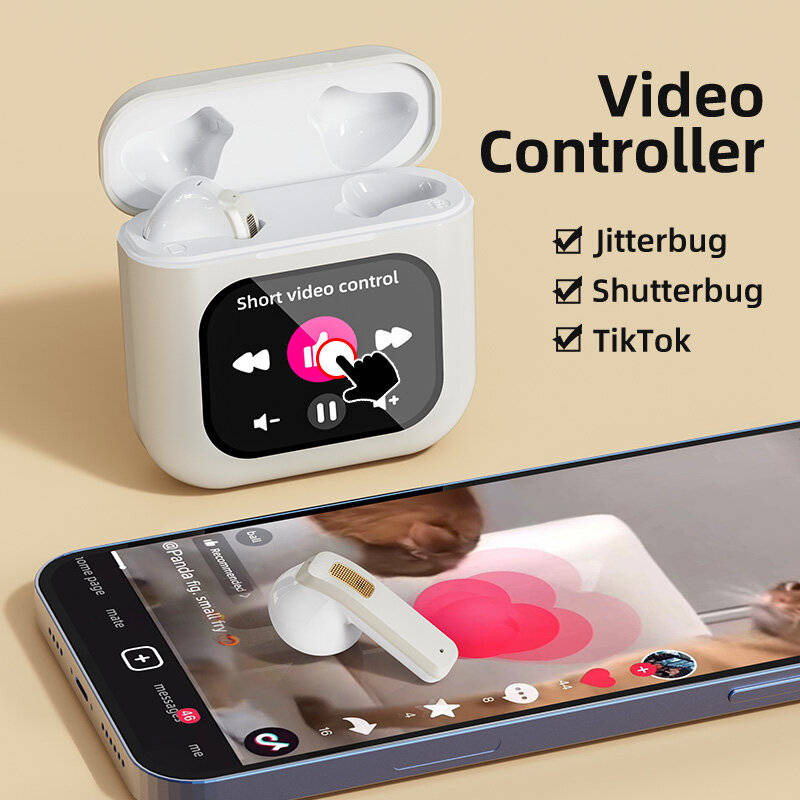8GB RAM - K1 TWS bluetooth Earphone LCD Touch Screen Earbuds 8G Memory ENC HD Calls Low Latency Port