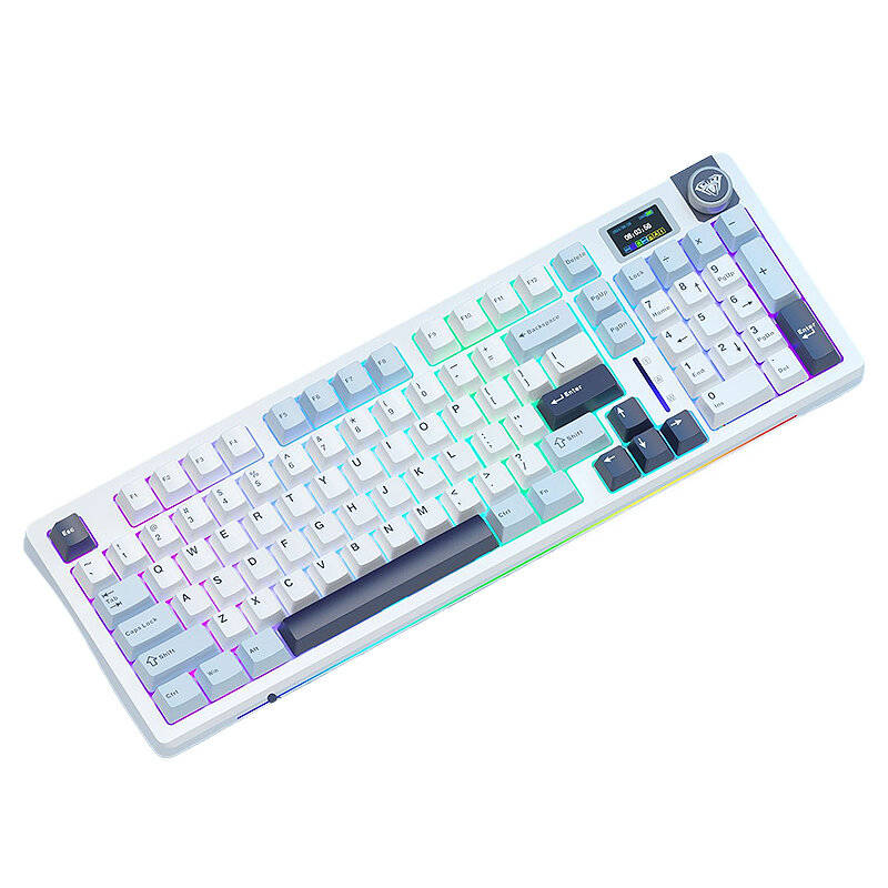 Blue - AULA S98 Tri-mode Mechanical Keyboard with LCD Screen and Knob Fully Hot-swappable Keys Gaske