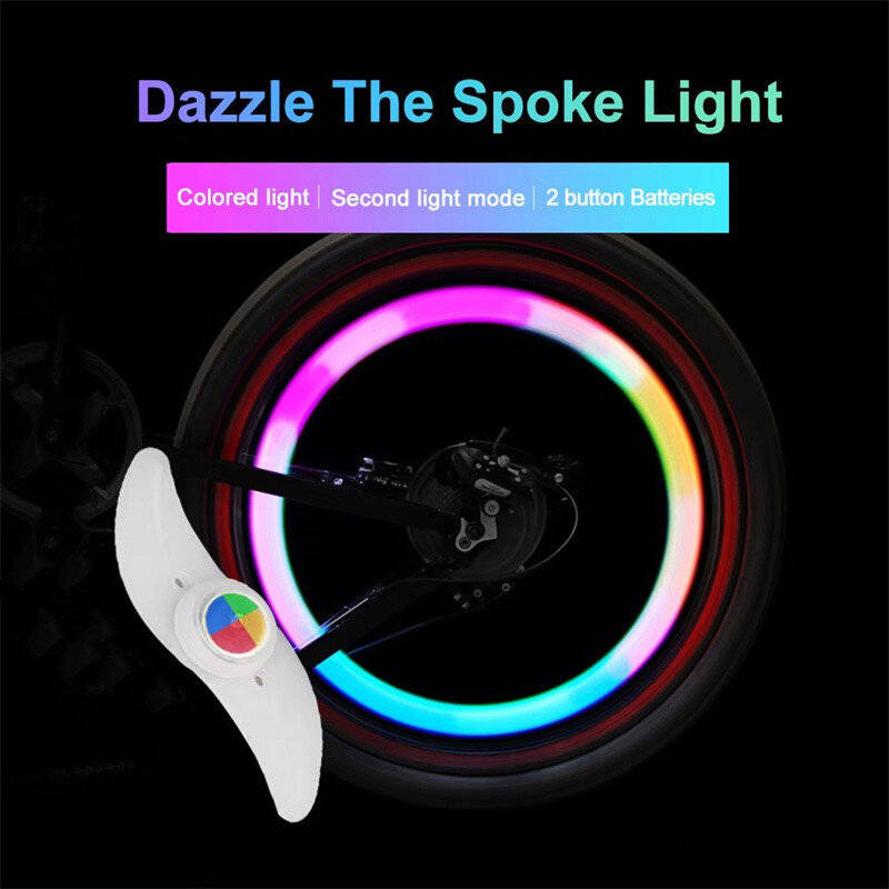 1 Pc - BIKIGHT LED Bicycle Wheel Tire Colorful Light Waterproof Willow Shape Bicycle Tyre Flash Deco