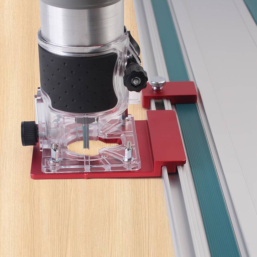 Red - Aluminum Alloy Router Guide Rail Adapter Straight Line Milling Groove Compatible With Most Rou