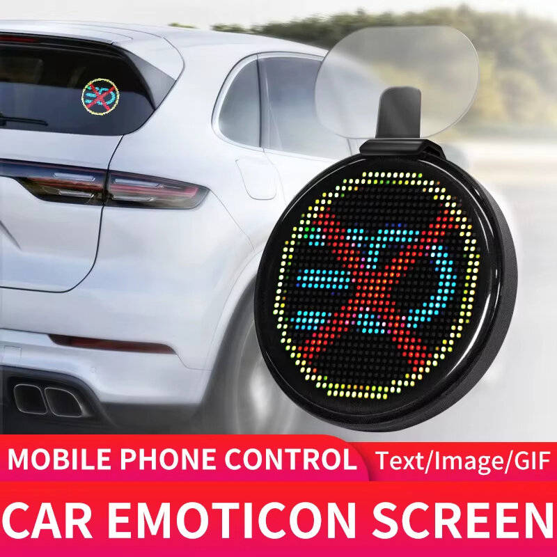 Black - Car LED Display bluetooth + Remote Control Car Rear Window Custom Personality Pixel Expressi
