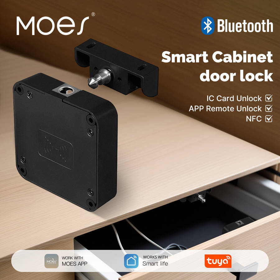 4Pcs - MOES Tuya bluetooth Smart Cabinet Lock App Remote Control IC Card Keyless Entry Unlock Door L