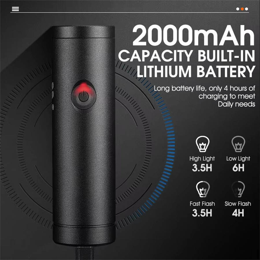 Sliver - WEST BIKING 500LM 85 Floodlight Bicycle Front Light 5000mAh USB Rechargeable 200m Long-rang