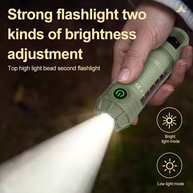 Green - Multi Functional Camping Light Outdoor LED Night Riding Light Rechargeable Flashlight Night