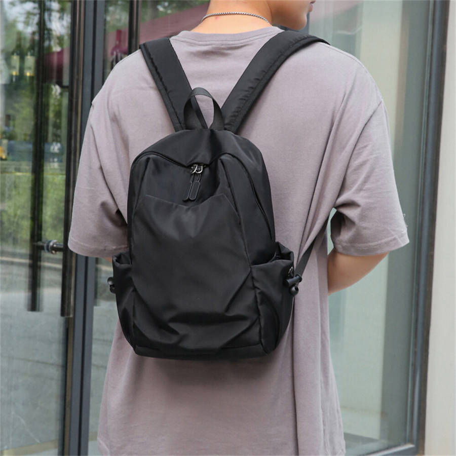 Grey - IPRee Oxford Mini Men's Backpack New Solid Color Waterproof Small Shoulder School Bag Lightwe