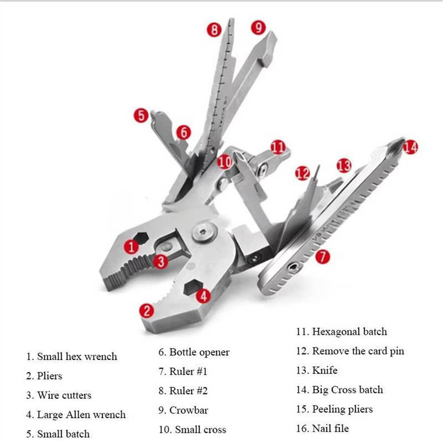 Silver - IPRee 25 In1 Multi-Functional Plier Portable Folding Pocket Outdoor Hiking Camping Tool Sta