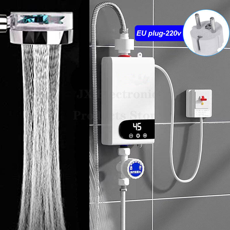 MROSAA 4500W Tankless Instant Electric Water Heater HD Touch Screen Shower System for Bathroom and K