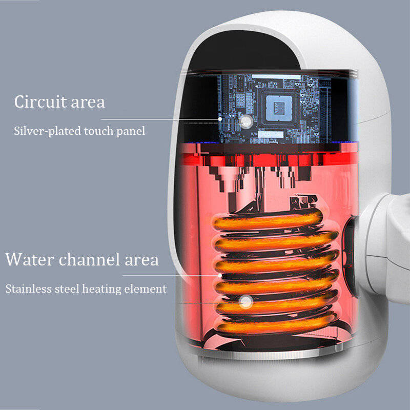 White - Instant Hot Water Tap Digital Display Instant Electric Water Heater Kitchen Faucet Adapter F