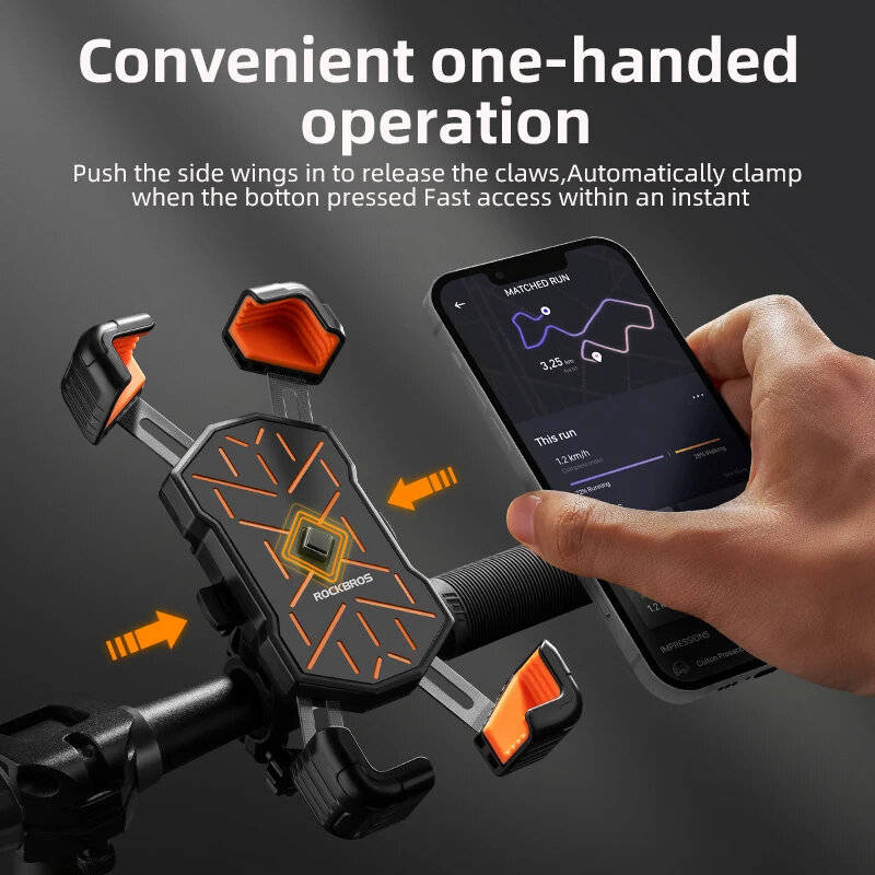 Black - ROCKBROS Bicycle Phone Holder Bracket Shockproof Automatic Lock Anti-shake Motorcycle Scoote