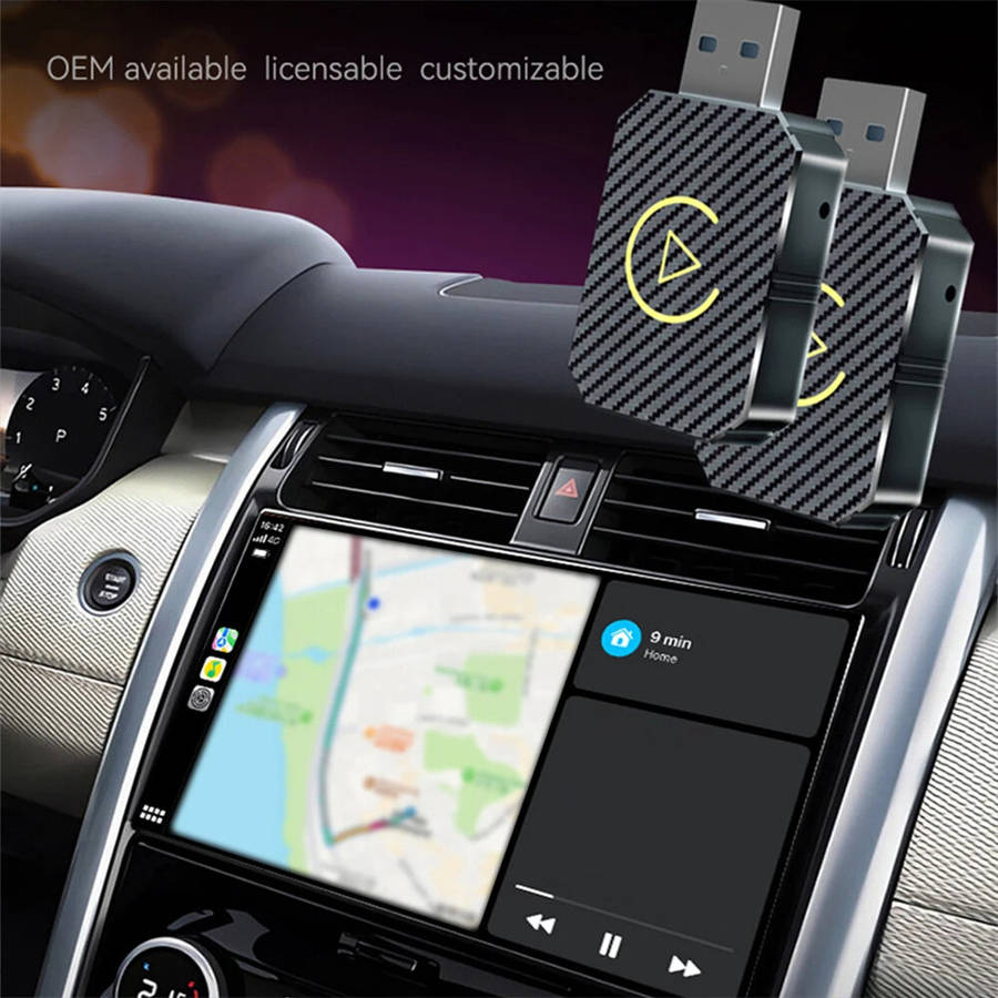 Silver - Smart Wireless Carplay Android Auto Adapter AI Box Dongle Plug&Play Wireless to Wired for C