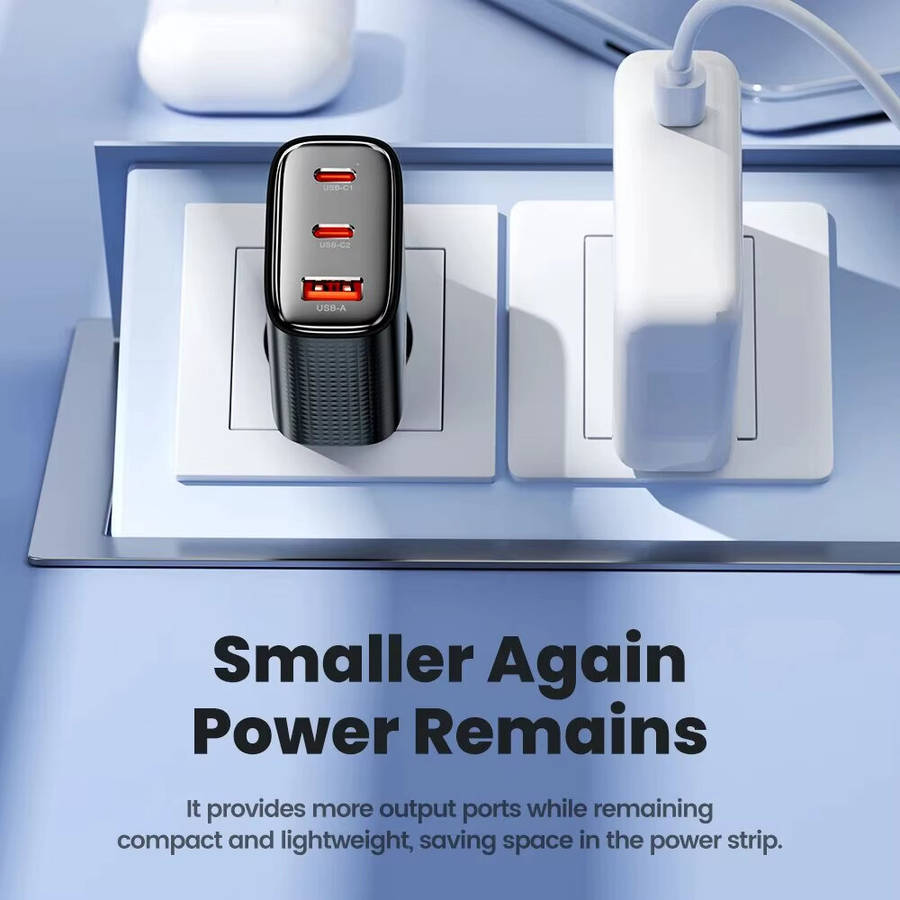 EU Plug - [GaN Tech] Toocki TCT40-22EU 40W 3-Port USB PD Charger USB-A+2USB-C PD Fast Charging Wall