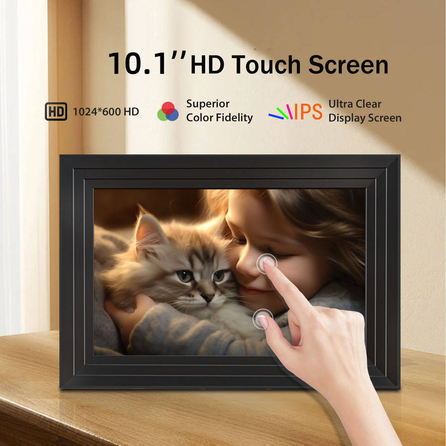 EU Plug - 10-inch Smart WiFi Touch Digital Photo Frame Cloud Digital Photo Frame 1280*800 IPS LCD To