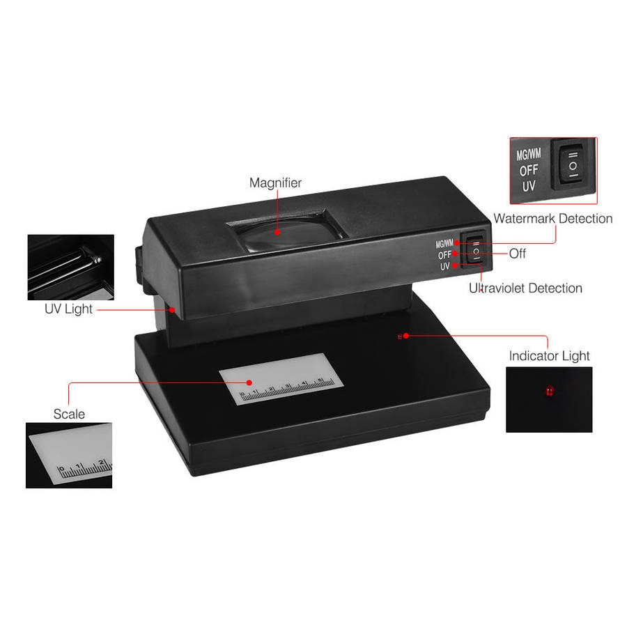 Ad-2138 cash detector machine indicator bill cash counting machine money  detector currency banknotes notes checker with ultraviolet uv and magnifier  Sale - Banggood.com