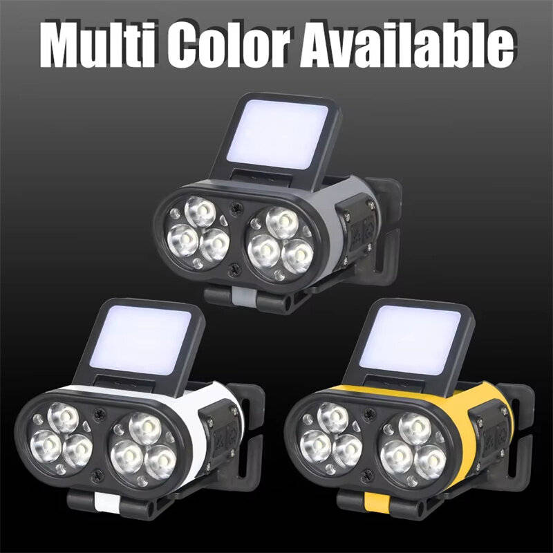 White - Smart 15m Sensor LED Headlamp USB-C Rechargeable Bright Head Clip Light Cap Head Flashlight