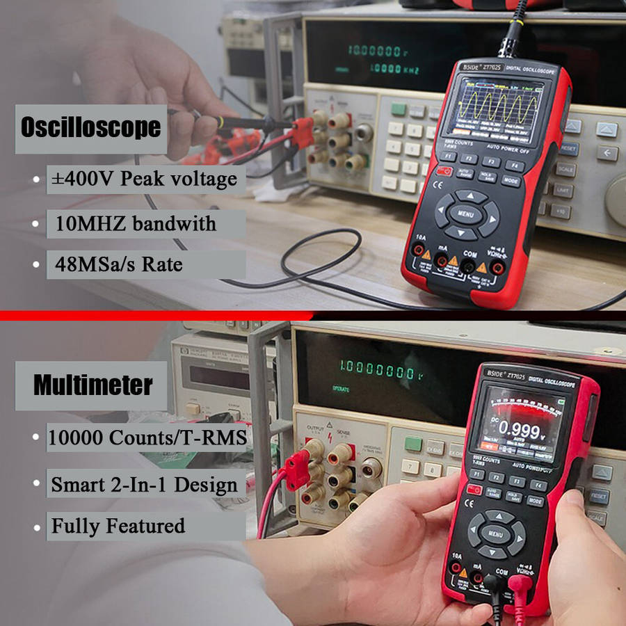BSIDE ZT702S Digital Multimeter Auto True RMS Tranistor Probe Multimetro Meter 48M/S 10MHZ PC Wavefo