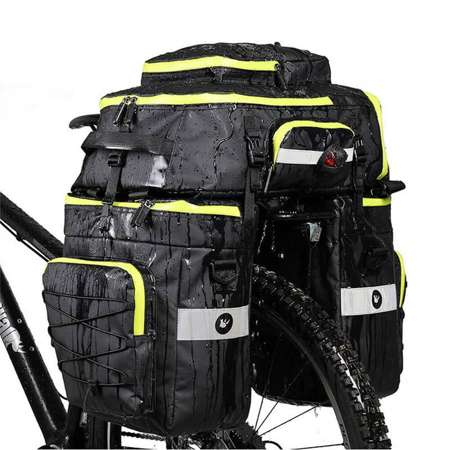 Black Green - Rhinowalk 65L 3 In 1 Bicycle Pannier Waterproof Multi-functional Cycling Double Side R