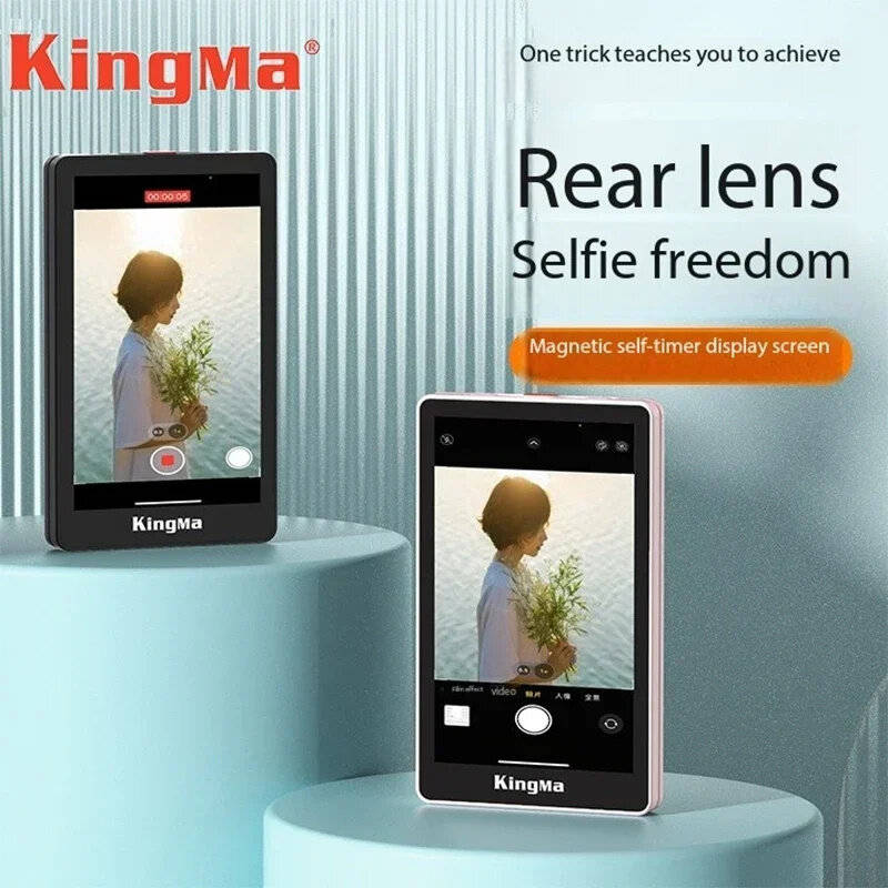 Pink - KingMa PH02 Max Magnetic Selfie Live Streaming Vlog Display Screen 2.4G Wireless Connect Suit
