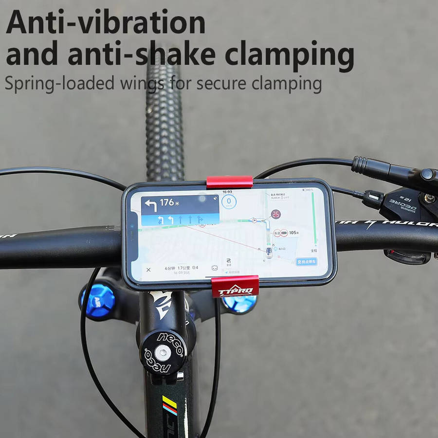 Red - TTPRO Mini Hidden Ring Bicycle Phone Holder Aluminum Alloy Anti-slip Compatible with Multiple