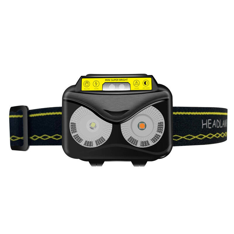 Black - Bikight XPG COB White Yellow Light LED Headlamp Body Motion Sensor 6-Mode Red Blue Flash Hea
