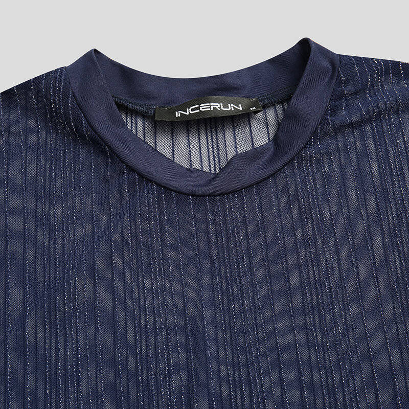 5XL - Men Mesh See-Through T-Shirt Training Fitness Sport Casual Short Sleeve Slim Fit Thin Tee Tops