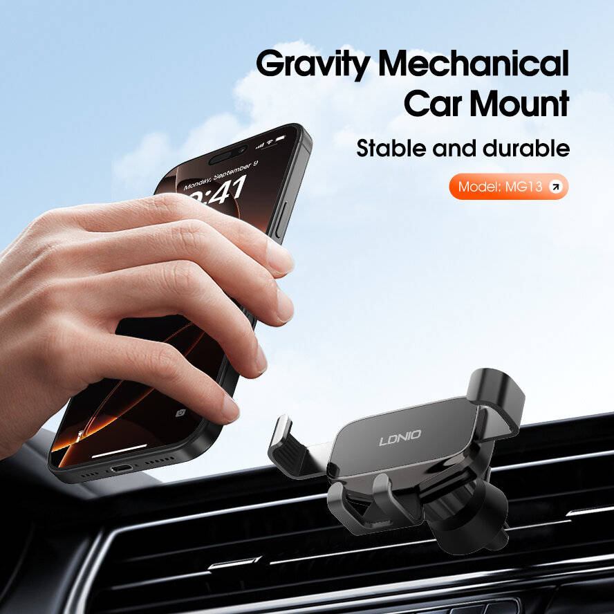 Black - LDNIO MG13 Gravity Mechanical Car Phone Holder Car Air Vent Navigation Mount Stand 360 Rotat