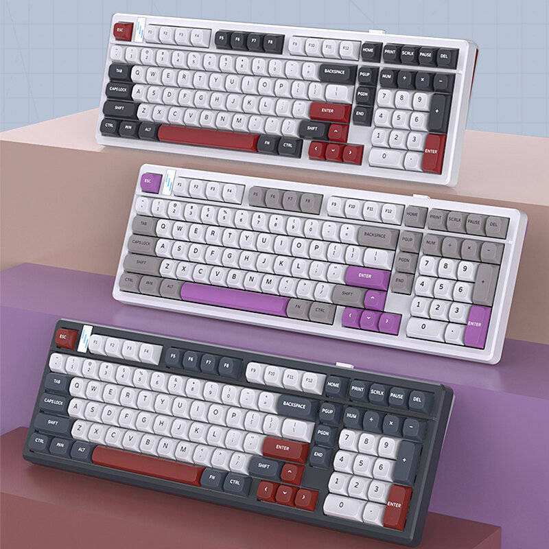 Blue - Y-FRUITFUL K102 Tri-Mode Mechanical Gaming Keyboard 102 Keys Gasket Structure Wireless Blueto