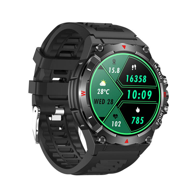 Silver - SENBONO TG02 1.43-inch AMOLED Display GPS Compass Altimeter & Barometer 500mAh Battery blue